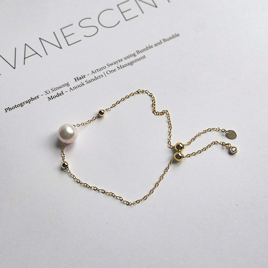 Pulsera de Oro 14K con Perla de Agua Marina y Cáñamo Natural - Image 16
