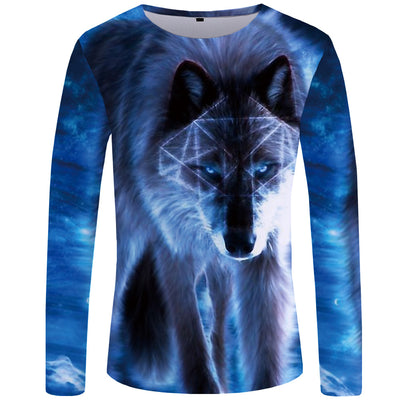Camiseta Manga Larga Serie Lobo Impresión 3D para Hombre - Image 19