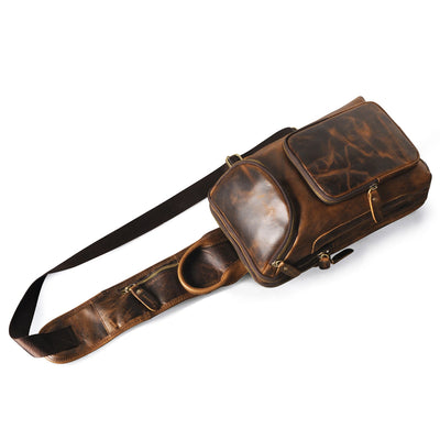 Bolsa de Pecho Retro en Cuero Crazy Horse Premium para Hombre - Image 14