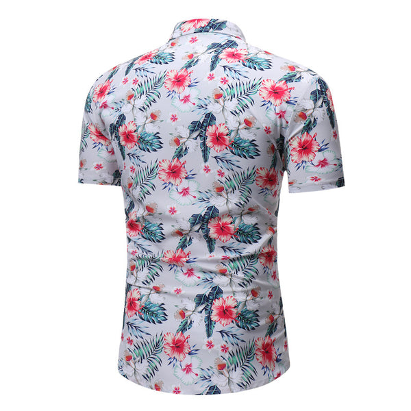 Camisa Floral Casual de Manga Corta para Hombre