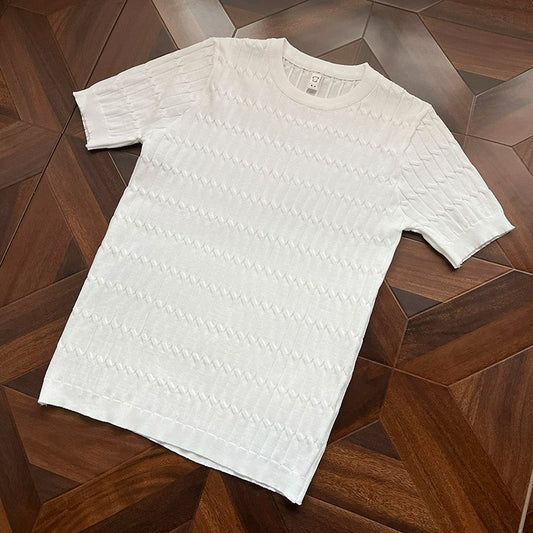 Camiseta de Punto Calada Manga Corta para Hombre
