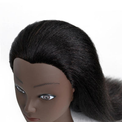 Cabeza Maniquí Profesional con Cabello Real Piel Oscura - Image 2