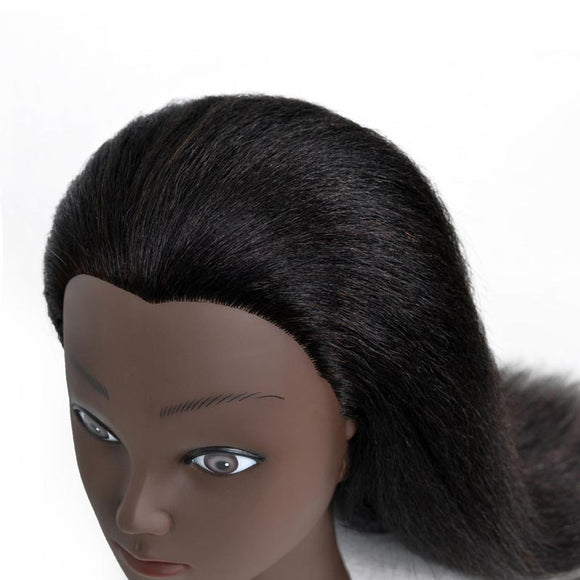 Cabeza Maniquí Profesional con Cabello Real Piel Oscura
