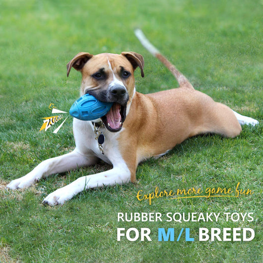 Orange rubber dog toy shaped like a rugby ball with hollowed-out sections, designed for wear-resistant chewing. - Image 4