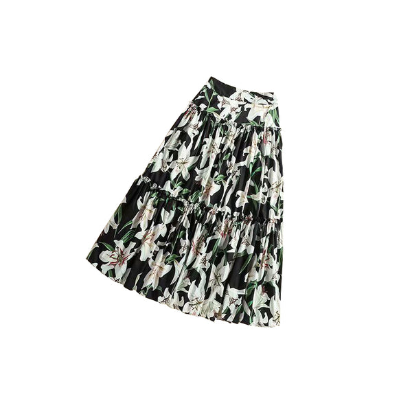 Conjunto Elegante: Blusa Blanca con Falda Midi Negra y Blanca - Image 27