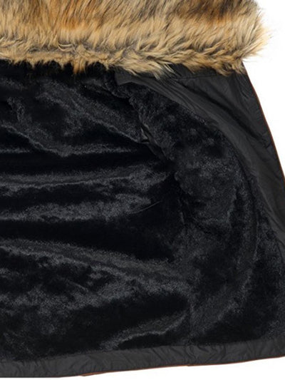 Chaqueta de Algodón con Cuello de Piel y Cierre - Image 4
