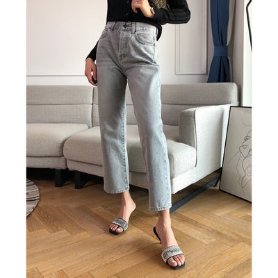 Pantalones Jeans Grises Capri - Image 5