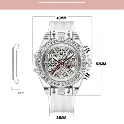 Reloj de Cuarzo Transparente con Incrustaciones de Diamantes Resistente al Agua - Image 8