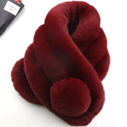 Bufanda de Piel de Conejo Invierno Coreano para Mujer - Image 4