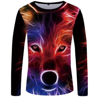 Camiseta Manga Larga Serie Lobo Impresión 3D para Hombre - Image 21