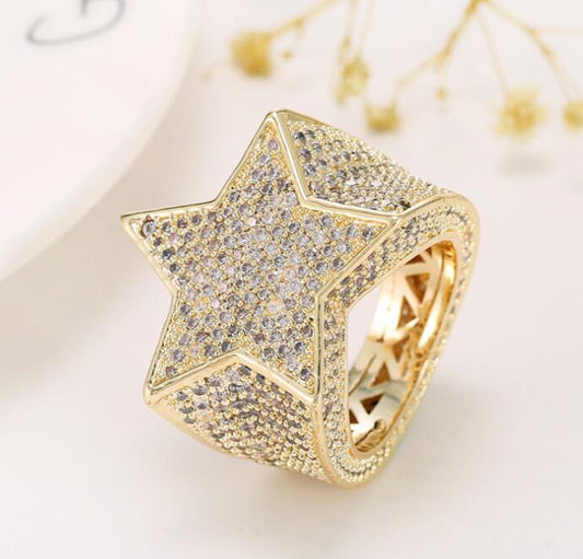 Anillo Estrella de Cinco Puntas con Diamantes Hip-hop para Hombre - Image 2