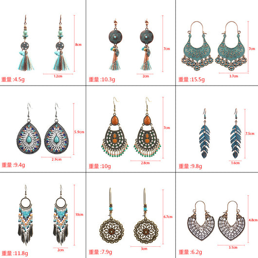 Aretes Bohemios Ovalados en Aleación de Metal Hanqi - Image 8