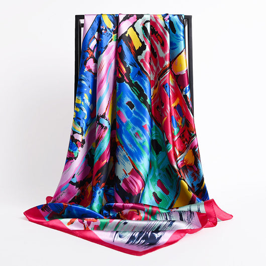 Abanico Retro Plegable 90cm con Pañuelo de Seda Simulada para Damas - Image 20