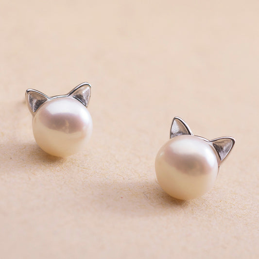 Aretes de Plata S925 Diseño Minimalista Gatito Calado - Image 2