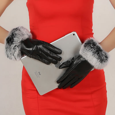 Guantes de Cuero Blanco con Líneas Paralelas - Image 5