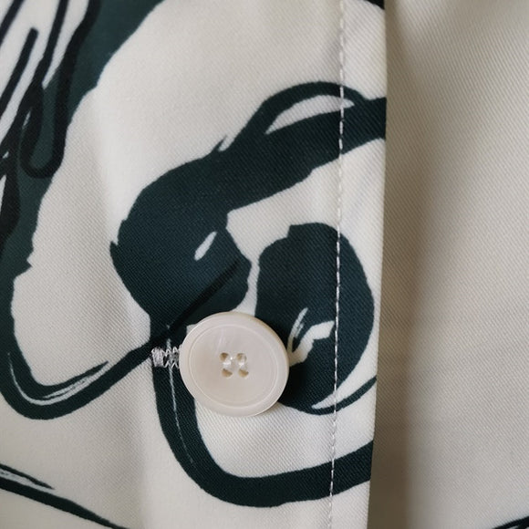 Blusa Suelta de Gasa con Estampado Facial para Mujer