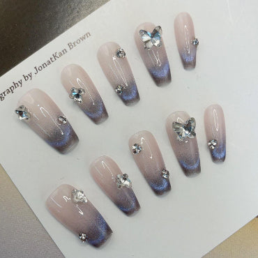 Uñas Postizas Efecto Ojo de Gato Artesanales para Mujer - Image 9