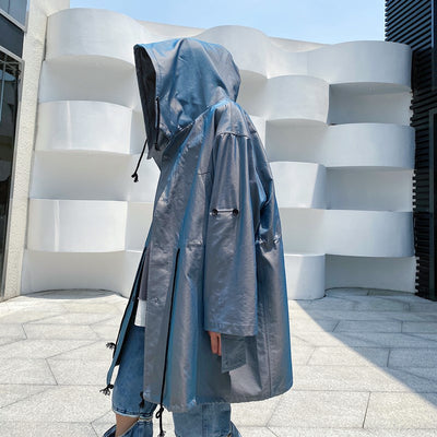 Cortaviento Impermeable con Capucha y Efecto Iridiscente Azul Eléctrico para Hombre - Image 6
