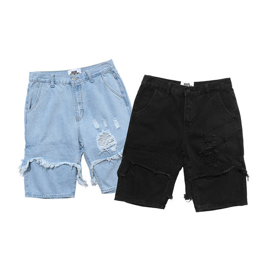 Shorts de Mezclilla Rotos Rectos para Hombre - Image 3