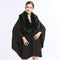 Poncho Capa de Punto con Cuello de Pelaje Sintético Oversized