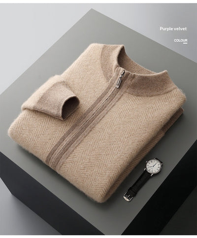 Cardigan de Lana Pura para Hombre con Cierre de Cremallera y Cuello Alto - Image 9