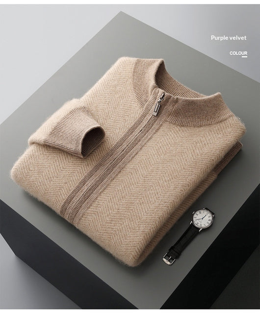 Cardigan de Lana Pura para Hombre con Cierre de Cremallera y Cuello Alto - Image 9