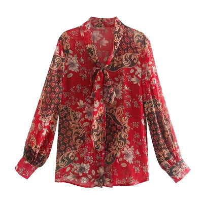 Blusa de Gasa con Hilo Dorado e Insertaciones de Cinta - Image 11