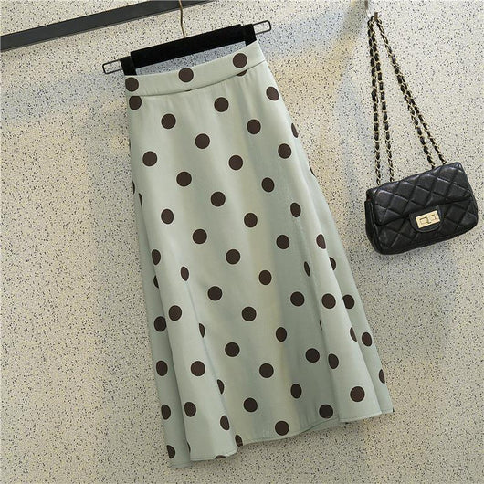 Falda Midi Lunares Cintura Alta Corte A Elegante - Image 5