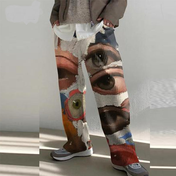 Pantalones Sueltos de Cintura Media con Estampado - Casual para Hombre