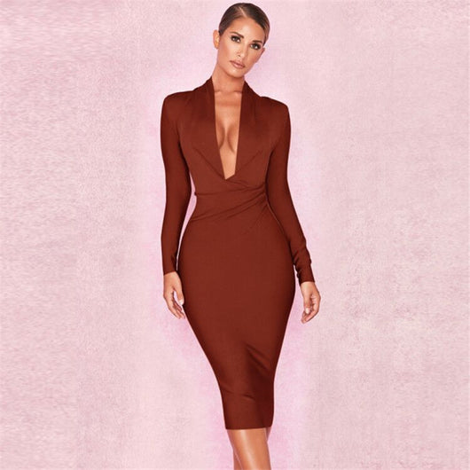 Vestido Elegante Ajustado con Escote en V - Diseño Sofisticado para Eventos - Image 16