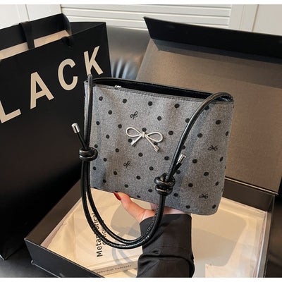 Bolsa Crossbody de Lona con Lunares y Moño Fashion - Image 23