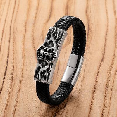Pulsera de Cuero y Acero Inoxidable para Hombre - Image 4