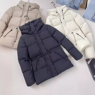 Abrigo Acolchado de Terciopelo con Capucha para Mujer - Chaqueta Cálida
