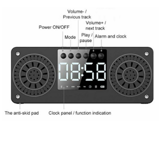 Reloj Parlante Bluetooth de Madera con Subwoofer Retro - Image 5