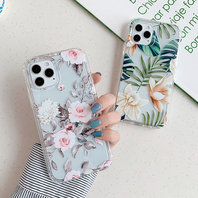 Funda Protectora para Celular con Diseño de Flores Acuarela y Hojas de Plátano