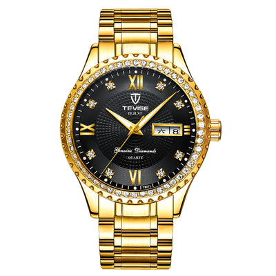 Relojes de Pareja Minimalistas Dorados con Diamantes - Cuarzo Elegante - Image 2