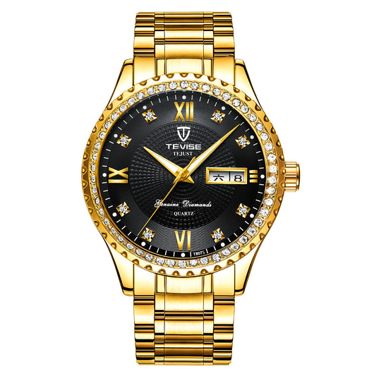 Relojes de Pareja Minimalistas Dorados con Diamantes - Cuarzo Elegante - Image 2