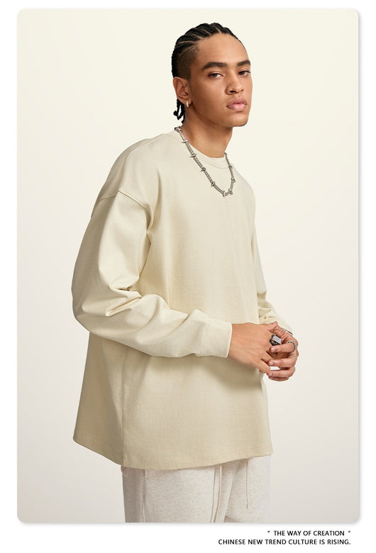 Camiseta Manga Larga Oversize para Hombre - Algodón Puro Otoño Invierno - Image 28