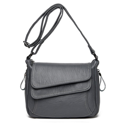 Bolso Mensajero de Cuero Suave - Cartera Cuadrada Clásica Compacta - Image 10