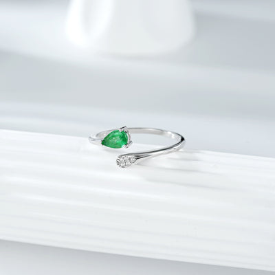 Anillo de Plata S925 con Esmeralda Ajustable - Elegancia Minimalista - Image 11