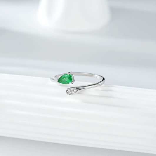Anillo de Plata S925 con Esmeralda Ajustable - Elegancia Minimalista - Image 11