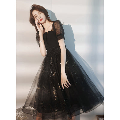 Vestido de Fiesta Mini Encaje Negro Brillante - Image 4