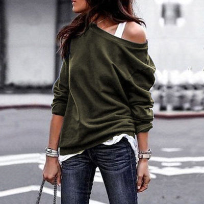 Blusa Clásica de Cuello Redondo y Manga Larga