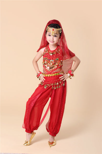 Traje de Danza del Vientre Infantil con Lentejuelas - Disfraz de Danza India para Niñas - Image 9