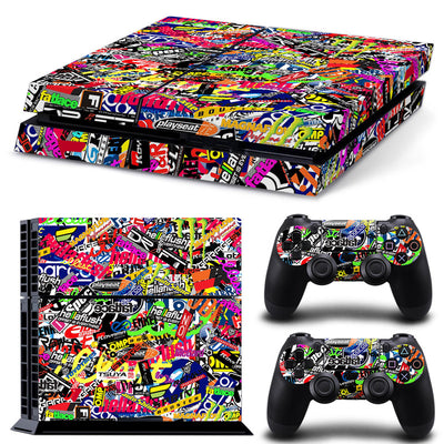 Camouflage skin set for PS4 console and two controllers, featuring a green, brown, and black textured pattern. - Image 14