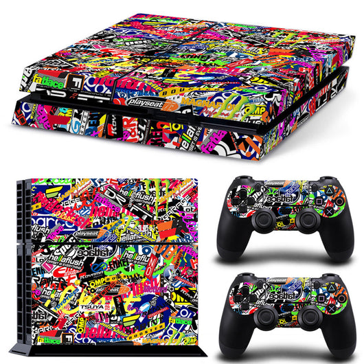 Camouflage skin set for PS4 console and two controllers, featuring a green, brown, and black textured pattern. - Image 14