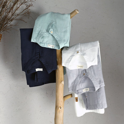 Camisa Suelta Estilo Chino de Algodón y Lino con Cuello Mao - Image 3