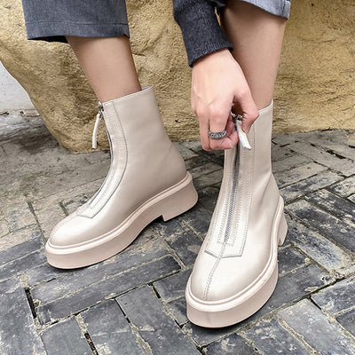 Botas Motociclista de Cuero con Cierre Frontal - Estilo Versátil - Image 3