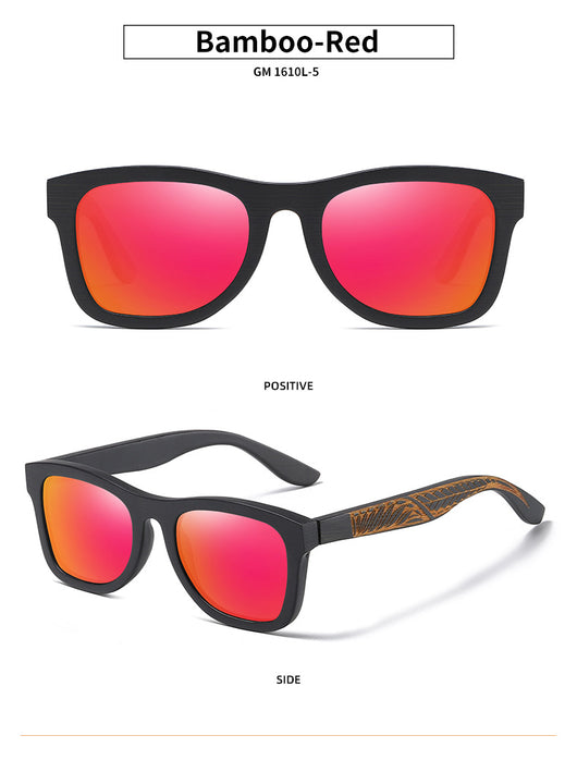 Gafas de Bambú con Marco Negro Texturizado y Patillas Estampadas - Image 20