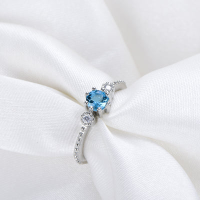 Anillos de Diamantes de Imitación Azul Océano para Mujer - Oro y Plata Bohemios - Image 3